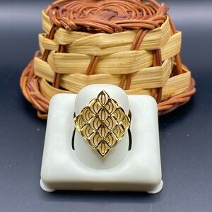 14K Yellow Gold Diamond Cut Wide Ring